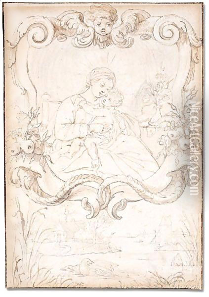 An apparition of the madonna and child Oil Painting - Jan-Erasmus Quellinus