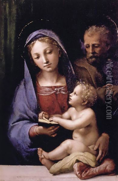 The Holy Family of the Book Oil Painting - Giovanni Francesco Penni