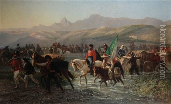 La Traversee De Garibaldi Oil Painting - Jules Van Imschoot