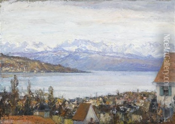 Ausblick Auf Den Zurichsee Oil Painting - Alfred Marxer