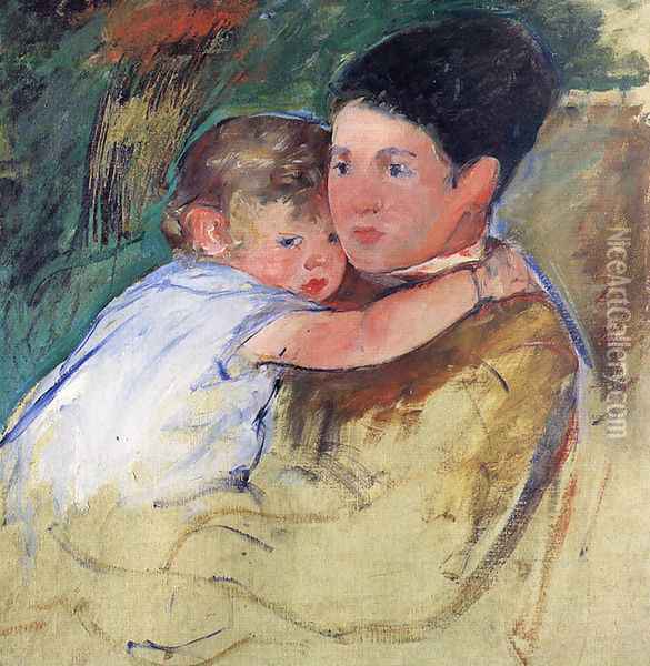 Sketch Of Anne And Her Nurse Oil Painting - Mary Cassatt