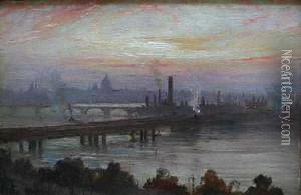 Charing Cross Bridge Oil Painting - George Hyde Pownall