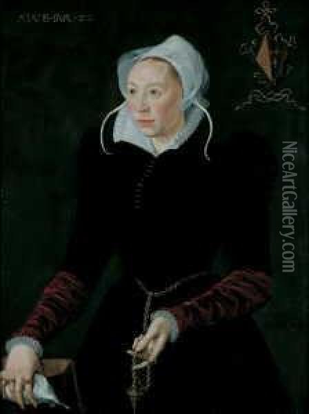 Bildnis Der Marytge Dedel, Ehefrau Des Malers. Oil Painting - Isaac Claesz. Van Swanenburg