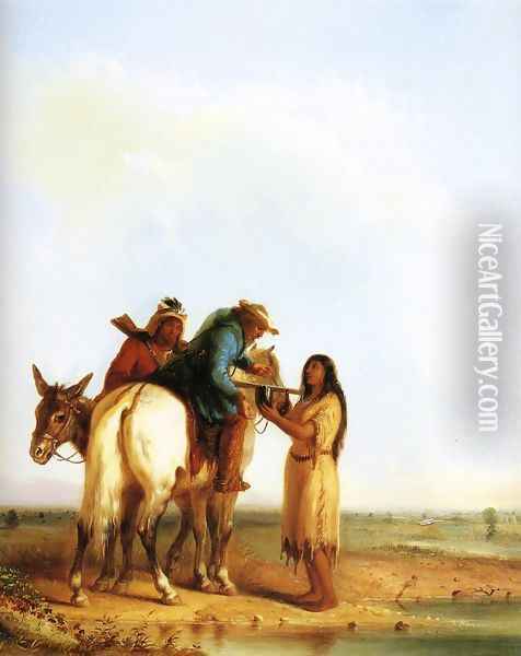 The Thirsty Trapper Oil Painting - Alfred Jacob Miller