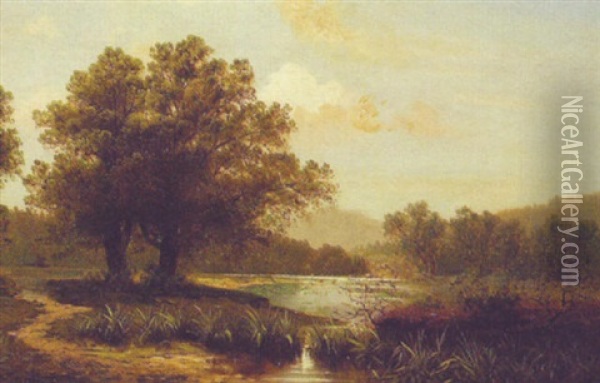 The Riverside Path Oil Painting - Tom Donald