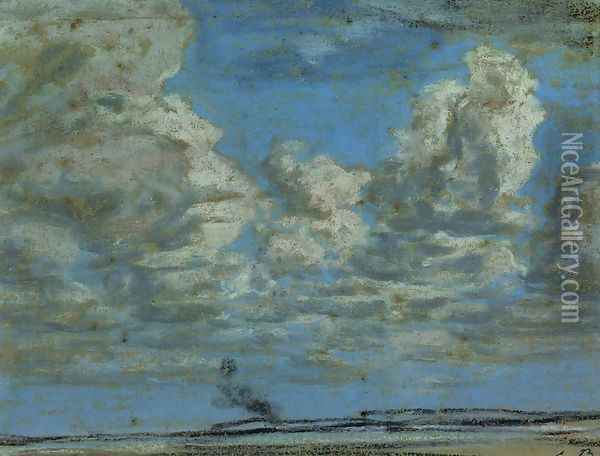 White Clouds Oil Painting - Eugene Boudin