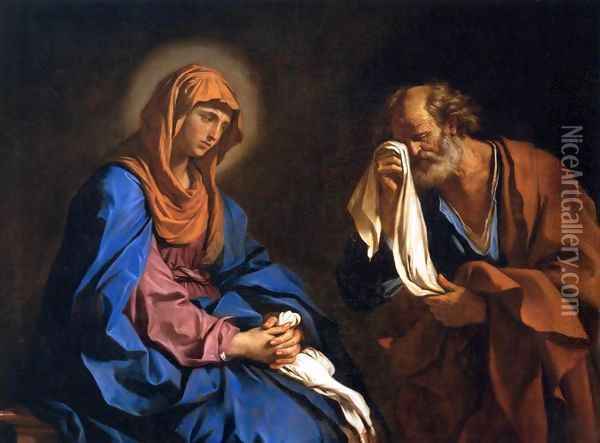St Peter Weeping before the Virgin Oil Painting - Guercino