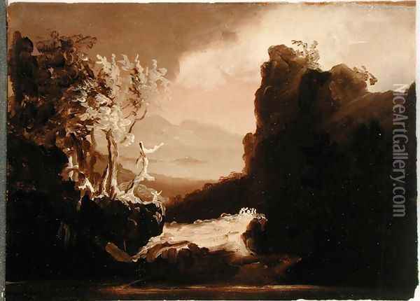 Romantic Landscape (Last of the Mohicans), 1827 Oil Painting - Thomas Cole