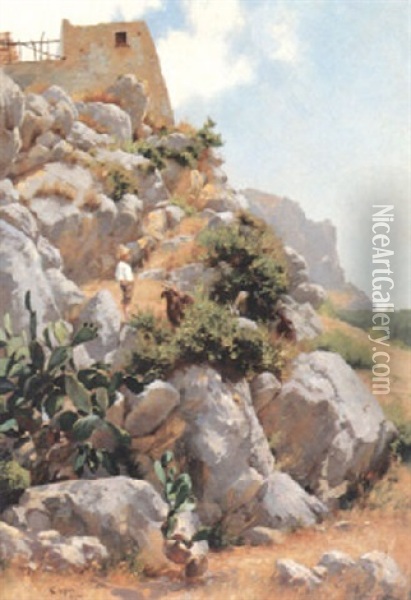 Auf Capri Oil Painting - Walther Guenther Julian Witting