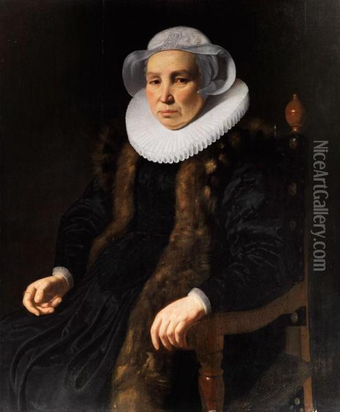 Portrait Einer Dame Im Lehnstuhl Oil Painting - Thomas De Keyser