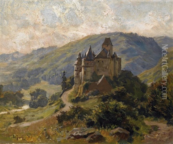 Schlos Burresheim Bei Mayen In Der Eifel Oil Painting - Carl Jutz the Younger