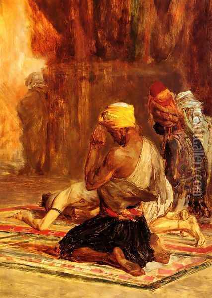 Priere dans La Mosquee (Prayer in a Mosque) Oil Painting - Charles Bargue
