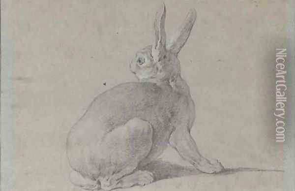 A hare looking back to the left Oil Painting - Jean-Baptiste Oudry