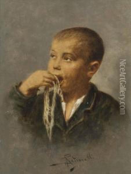 A Messy Eater Oil Painting - Achille Petrocelli