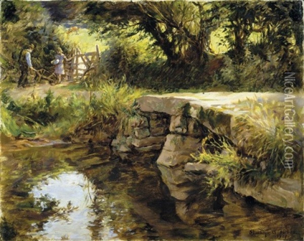 The Pack Bridge Oil Painting - Stanhope Forbes
