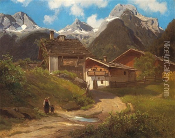 Einfahrt Nach Loser, Nachst Salzburg Oil Painting - Melchior Fritsch