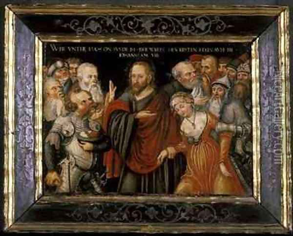 Christ and the Adultress Oil Painting - Lucas The Elder Cranach