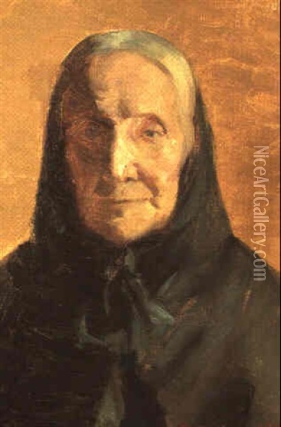 Portraet Af Kunstnerens Moder, Fru Brondum Oil Painting - Anna Kirstine Ancher