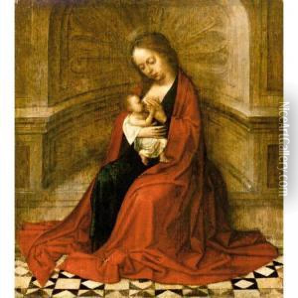 The Virgin And Child In An Interior Oil Painting - Adriaen Isenbrandt (Ysenbrandt)