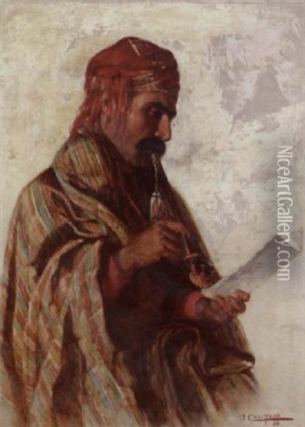 Study Of A Man Smoking Oil Painting - John (Giovanni) Califano