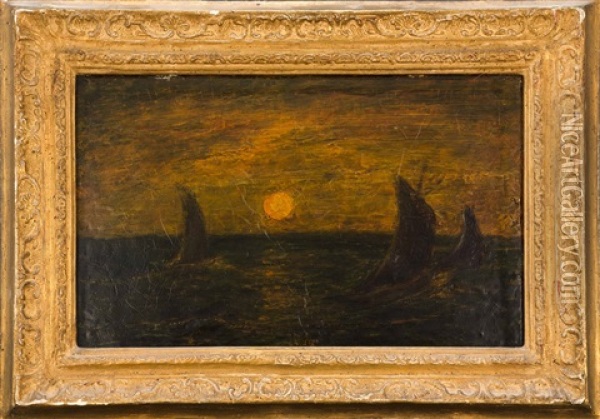 Ships At Dusk Oil Painting - Albert Pinkham Ryder