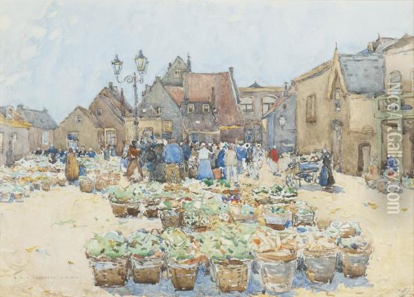 The Vegetable Market Oil Painting - Robert Mcgown Coventry