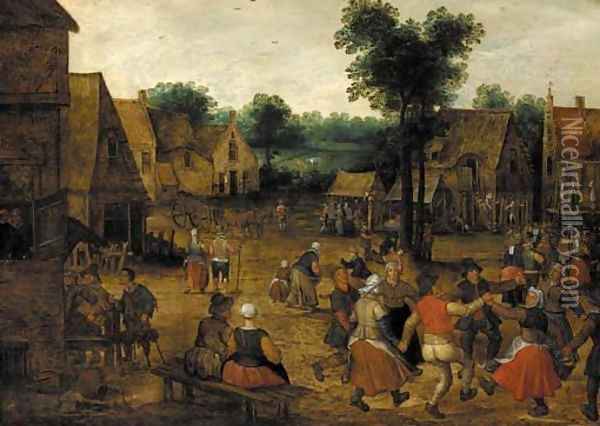 A village kermesse Oil Painting - Lucas van Valckenborch