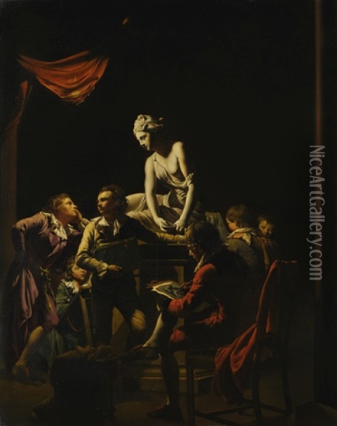 An Academy By Lamplight Oil Painting - Joseph Wright (of Derby)
