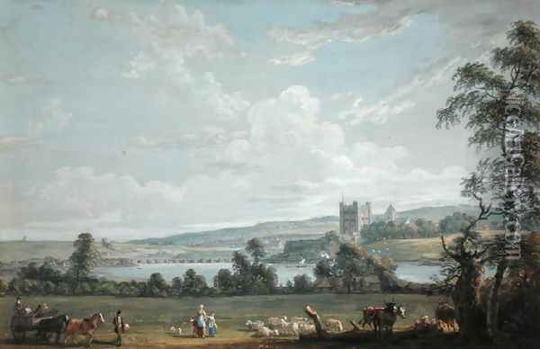 Rochester - View Across the Medway Oil Painting - Paul Sandby
