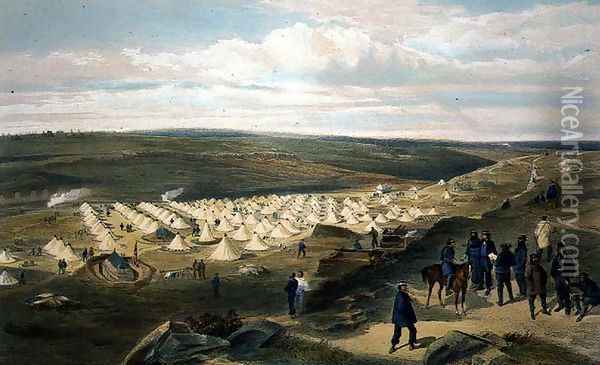 Camp of the Naval Brigade, plate from The Seat of War in the East, pub. by Paul and Dominic Colnaghi and Co., 1856 Oil Painting - William Simpson