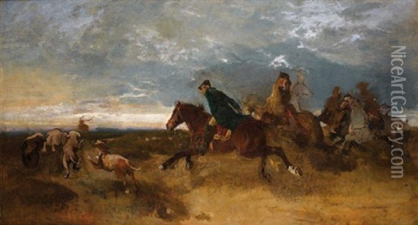 Chasse A Courre Oil Painting - Josef Chelmonski