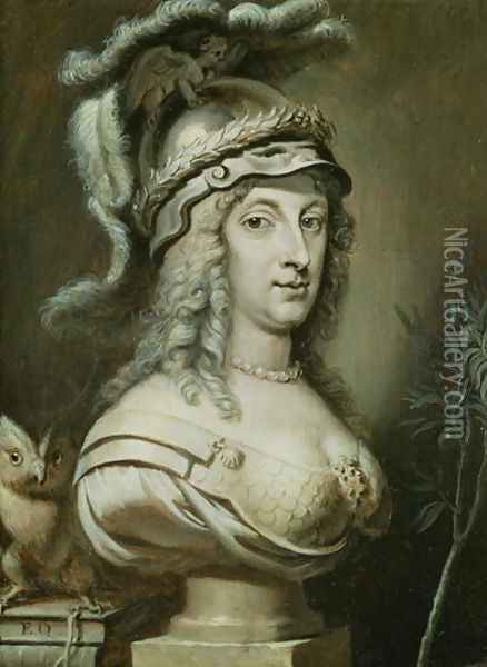 Allegorical Portrait of Queen Christina of Sweden 1626-89 c.1649-50 Oil Painting - Erasmus II Quellin (Quellinus)
