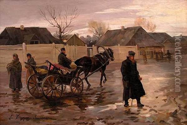 Miasteczko Oil Painting - Ignacy (Czeslaw Wasilewski) Zygmuntowicz