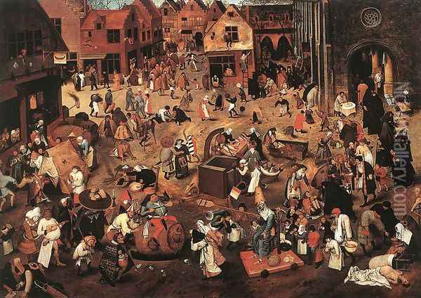Battle of Carnival and Lent Oil Painting - Pieter The Younger Brueghel