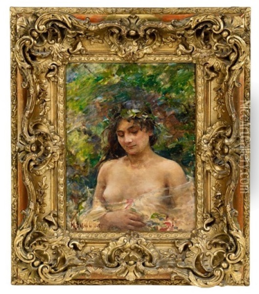 Portrat Einer Jungen Dame Als Flora Oil Painting - Georges Moreau de Tours