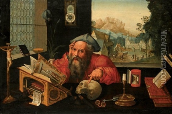 Saint Jerome In His Study Oil Painting - Pieter Coecke van Aelst the Elder