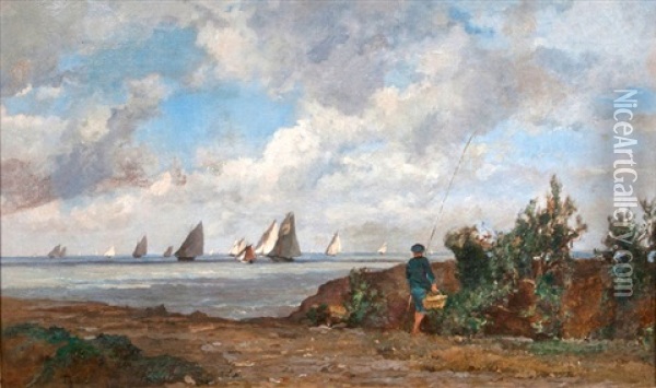 Angler Am Atlantik Oil Painting - Alexandre Thiollet