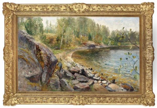 Insjolandskap Oil Painting - Olof Hermelin