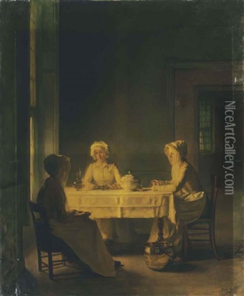 Servants Lunching Oil Painting - Joseph Bail