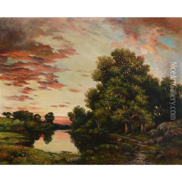 Tonalist Landscape Oil Painting - Leon Lundmark