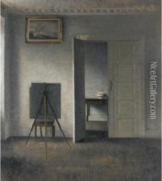 Interieur Med Staffeli, Bredgade 25 (interior With Easel, Bredgade 25) Oil Painting - Vilhelm Hammershoi