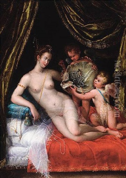 The Toilet Of Venus Oil Painting - Dirk de Quade van Ravesteyn