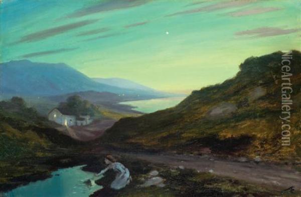 The Green Twilight Oil Painting - George William, A.E. Russell