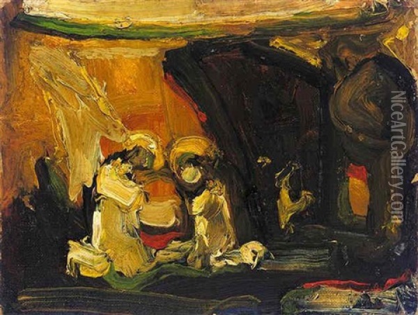 Die Verkundigung Oil Painting - Adolf Hoelzel