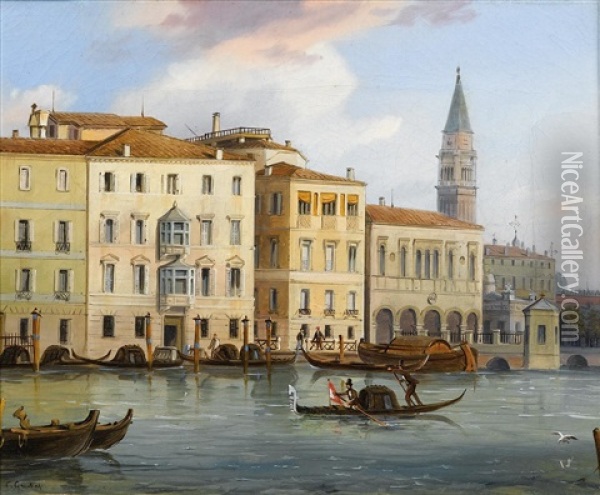 Grand Canal In Venice Oil Painting - Carlo Grubacs
