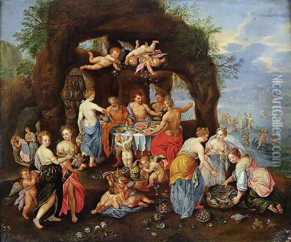 The Feast of the Gods Oil Painting - Jan van Kessel