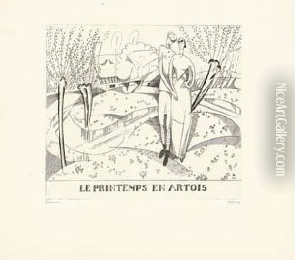 Le Printemps En Artois / Spring In Artois. 1916 Oil Painting - Jean Emile Laboureur