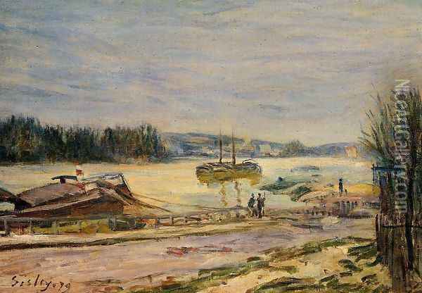 The Seine near Saint-Cloud, High Water Oil Painting - Alfred Sisley