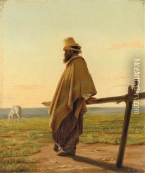 A Gaucho, At Dawn Oil Painting - Juan Manuel Blanes