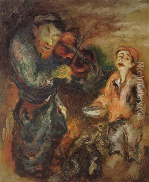 The Blind Fiddler Oil Painting - Issachar ber Ryback